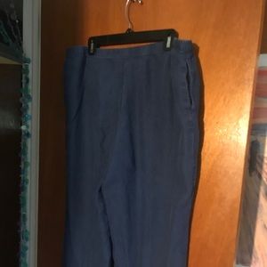 JJill L  blue linen cropped pants